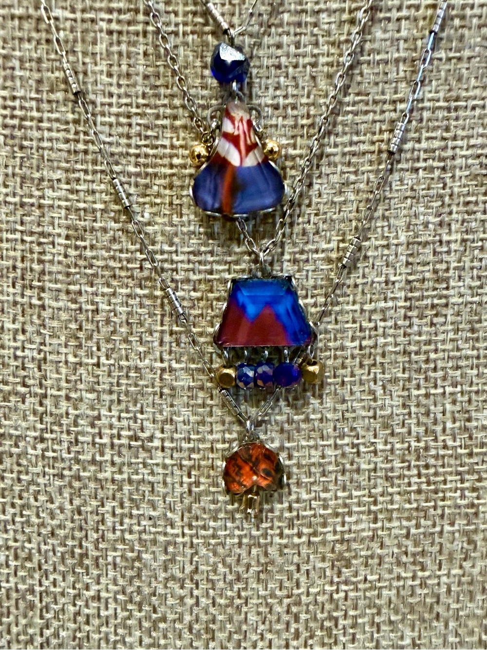 Ayala bar Triple-Layer Blue & Amber Crystal Pendant Necklace - Women Jewelry